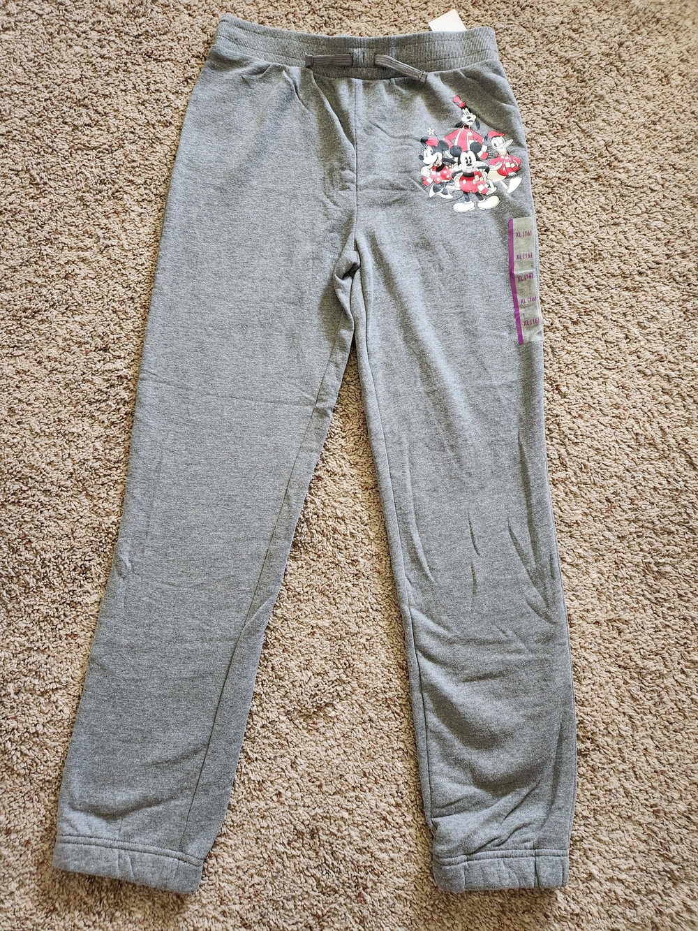 Disney Gray Mickey & Friends Girls' Sweatpants Size XL Youth